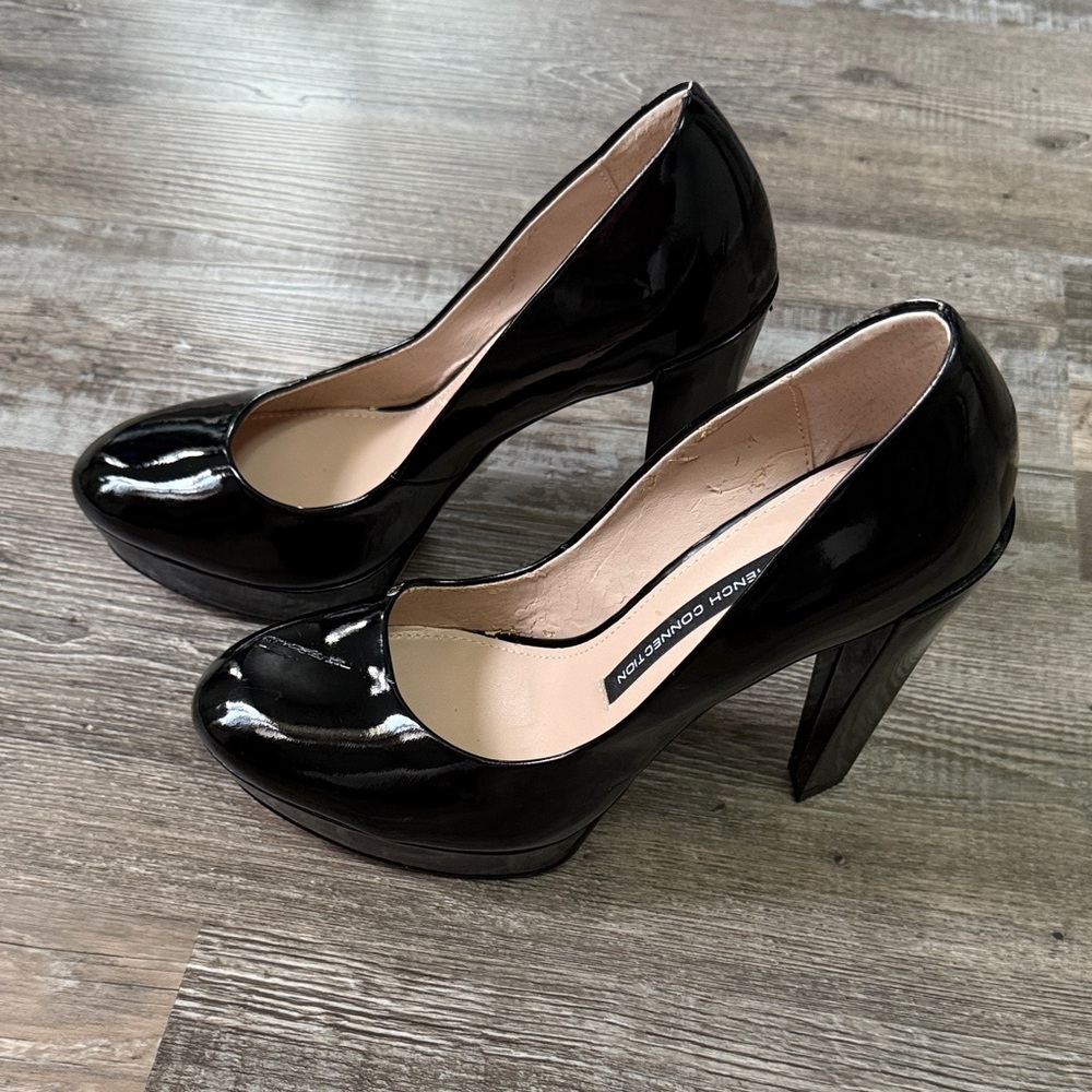 French Connection Glossy Black Heels